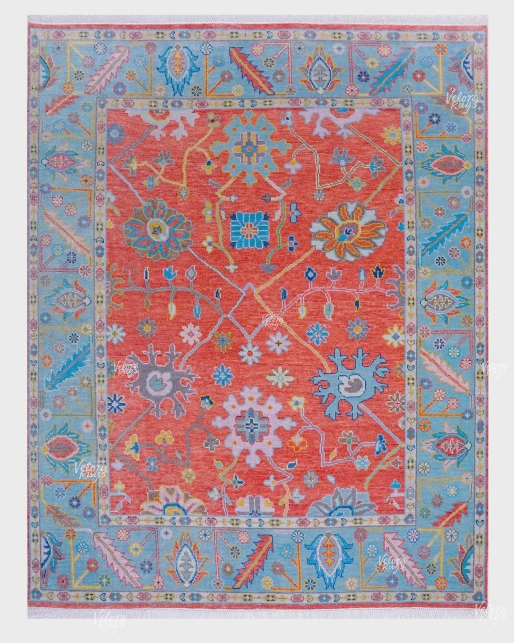 Modern Red Turkish Oushak Hand Knotted Rug 4x6, 5x8, 6x9, 8x10, 9x12, 10x14 ft Handmade Rugs for Living Room - Antique Contemporary rug