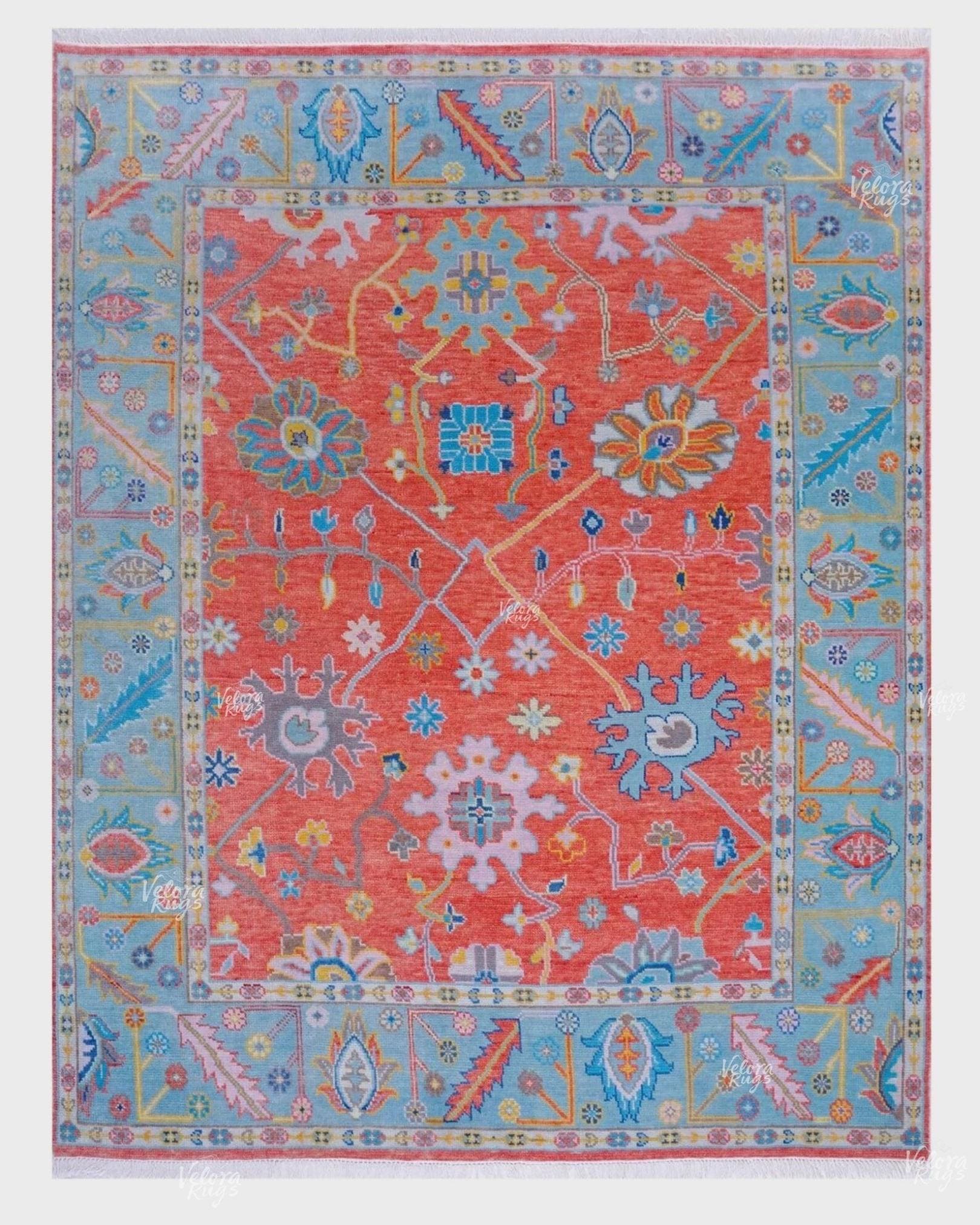 Modern Red Turkish Oushak Hand Knotted Rug 4x6, 5x8, 6x9, 8x10, 9x12, 10x14 ft Handmade Rugs for Living Room - Antique Contemporary rug