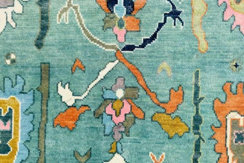 Teal Blue Modern Oushak Hand Knotted Rug 4x6, 5x8, 6x9, 8x10, 9x12, 10x14 ft Handmade Rugs for Living Room - Antique style Ethnic rug