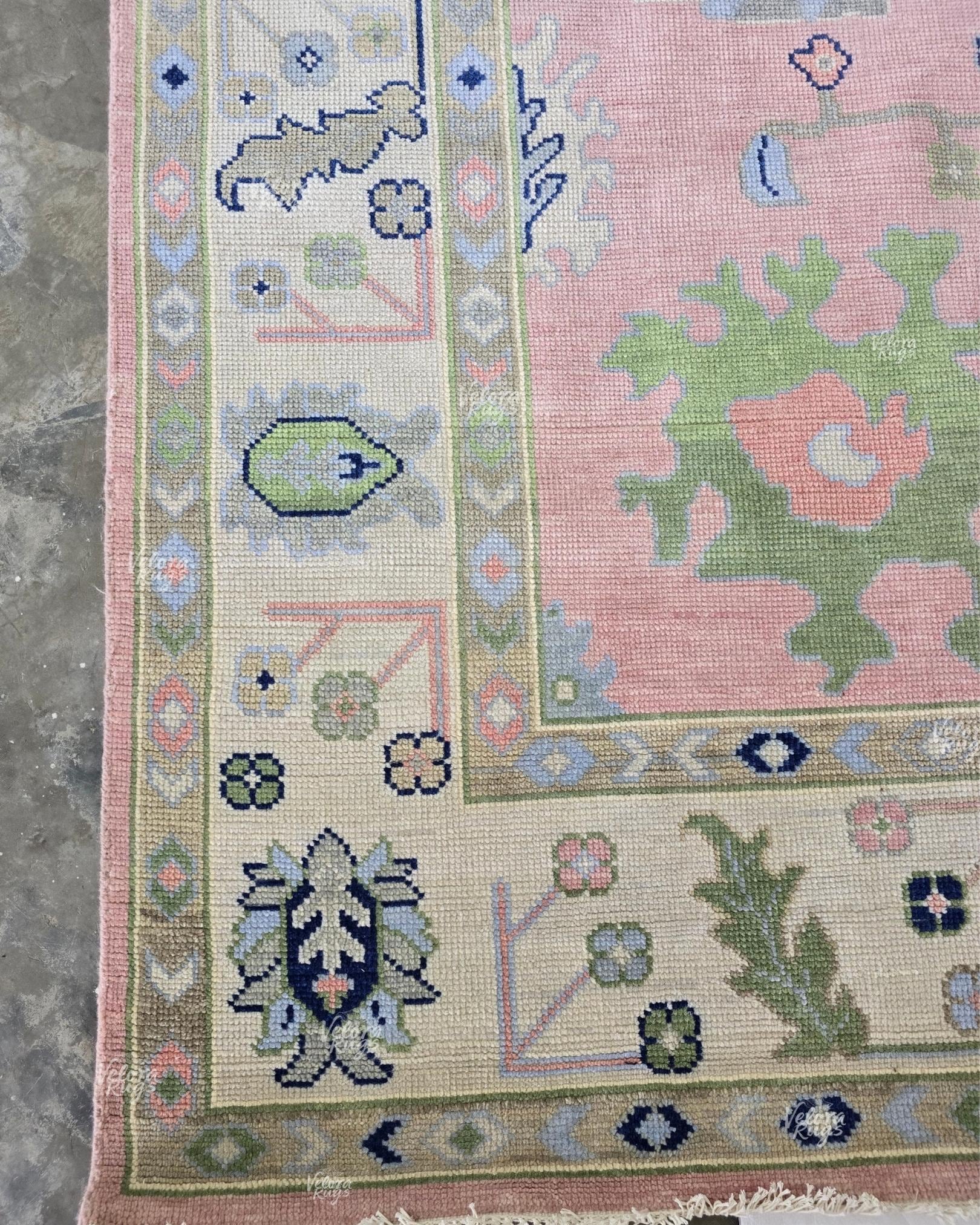 Soft Pink Modern Oushak Hand Knotted Rug 4x6, 5x8, 6x9, 8x10, 9x12, 10x14 ft Handmade Rugs for Living Room - Antique style Ethnic rug