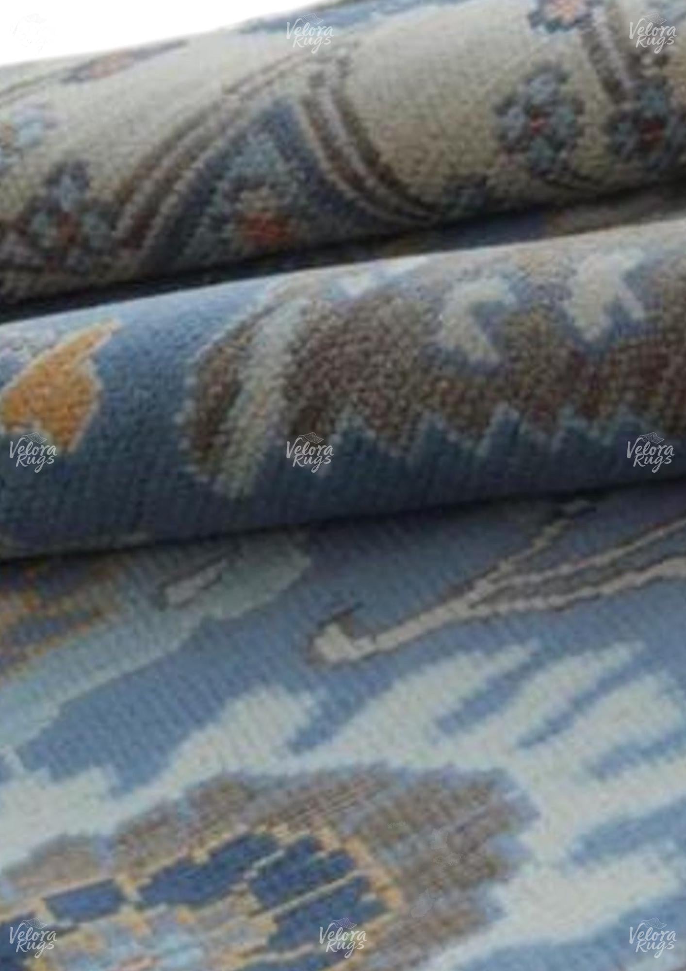 Blue Oushak style Hand Knotted Rug 4x6, 5x8, 6x9, 8x10, 9x12, 10x14 ft, Handmade Rugs for Living Room - Antique Style Contemporary rug