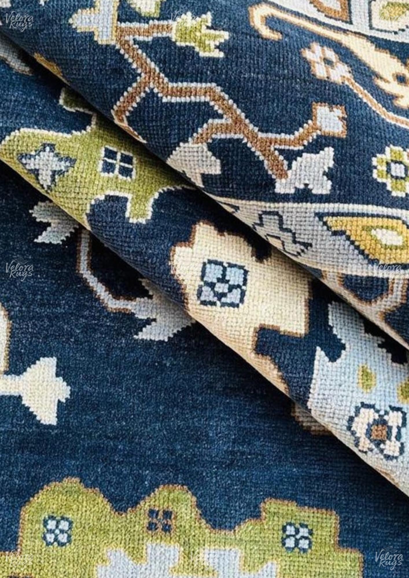 Navy Blue Oushak Hand Knotted Rug 4x6, 5x8, 6x9, 8x10, 9x12, 10x14 ft , Handmade Rugs for Living Room - Antique Style Contemporary Rug