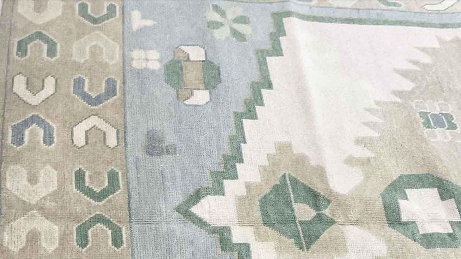 Green - Blue Oushak Rug – Hand Knotted Geometric Area Rug 4x6, 5x8, 9x12, 10x14 ft Handmade Rug for Living Room | Antique Style Ethnic Rug