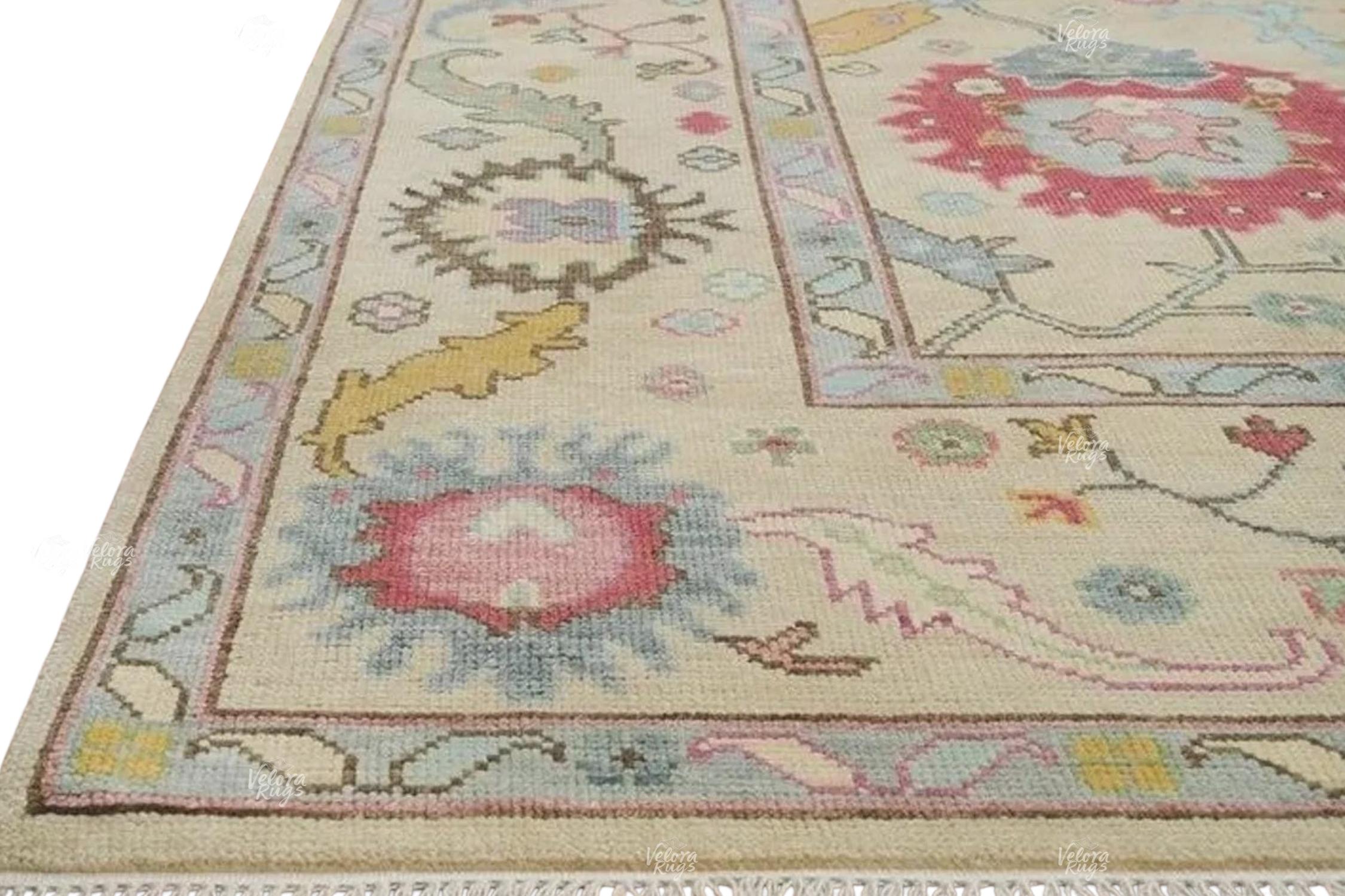 Beige Indo Oushak Hand Knotted Rug 4x6, 5x8, 6x9, 8x10, 9x12, 10x14 ft Handmade Rugs for Living Room - Antique style Contemporary rug