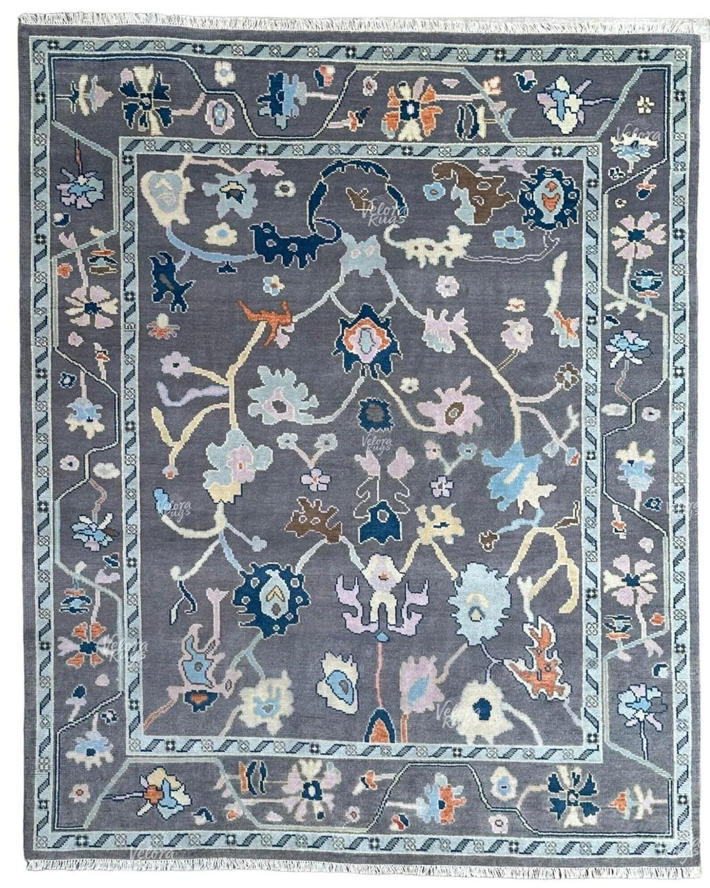 Grey Turkish inspired Oushak Hand Knotted Rug 4x6, 5x8, 9x12, 12x15 ft for Living Room, Bedroom, Kitchen - Antique Style Contemporary rug