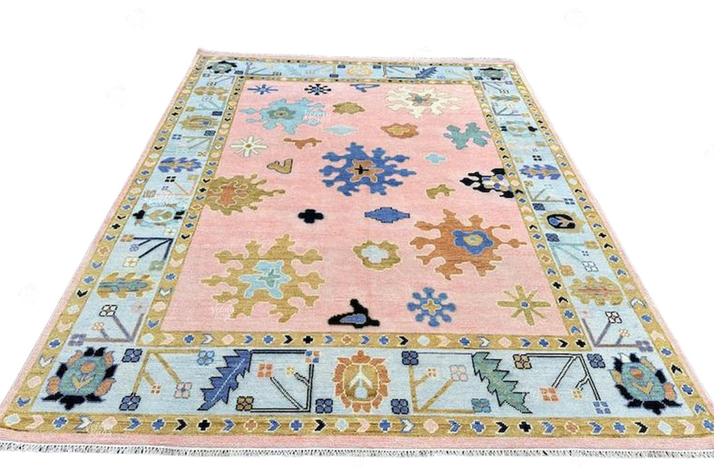 Modern Pink Oushak Hand Knotted Rug 4x6, 5x8, 6x9, 8x10, 9x12, 10x14 ft Handmade Rugs for Living Room & Bedroom - Antique Contemporary rug