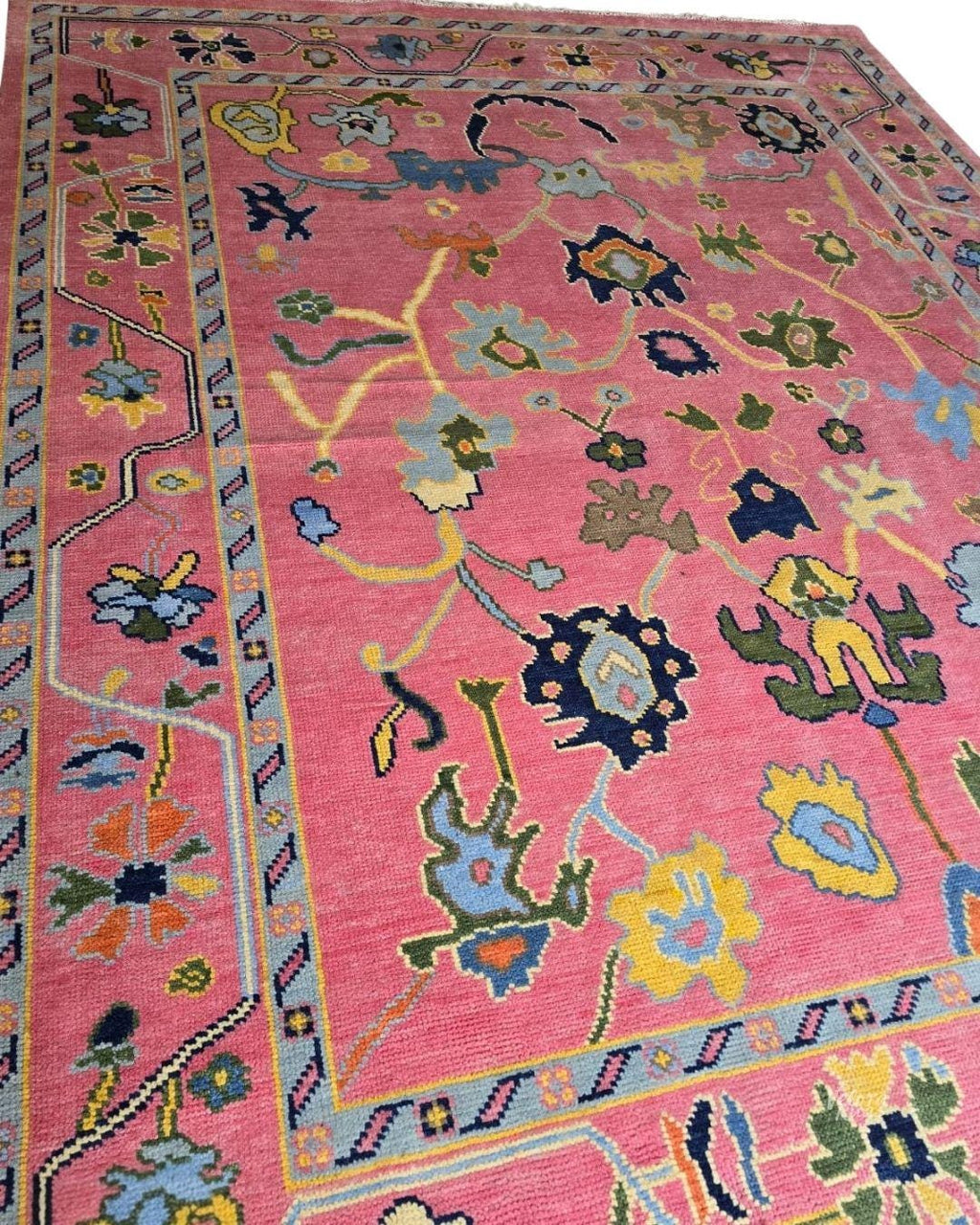 Exquisite Pink Oushak style Hand Knotted Rug 4x6, 6x9, 8x10, 9x12, 10x14 ft Handmade Rugs for Living Room - Antique Contemporary Oushak Rug