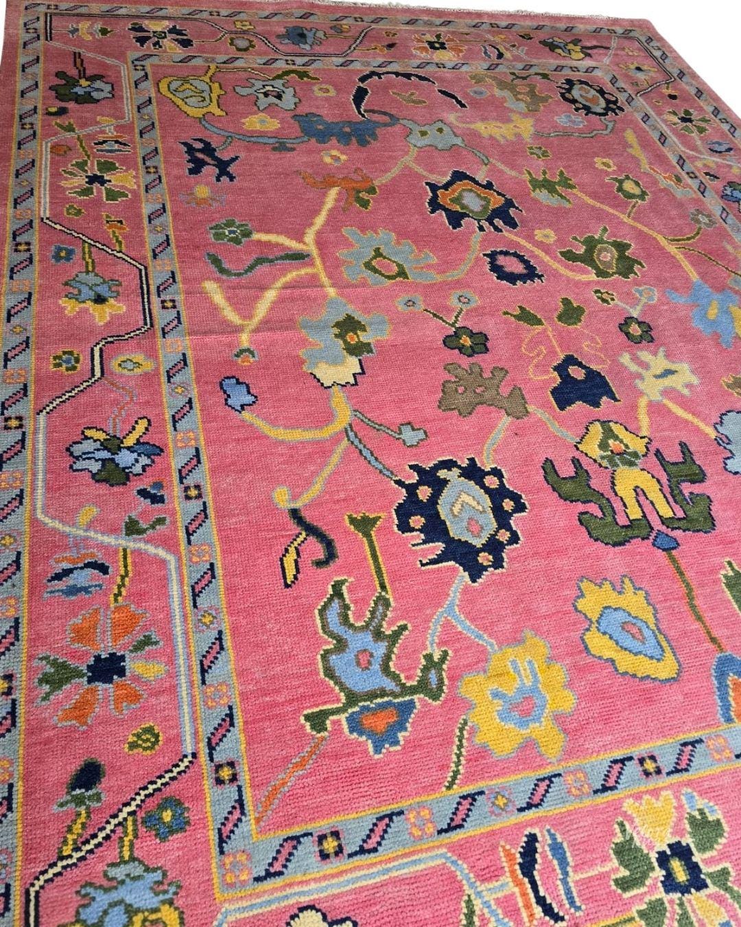 Exquisite Pink Oushak style Hand Knotted Rug 4x6, 6x9, 8x10, 9x12, 10x14 ft Handmade Rugs for Living Room - Antique Contemporary Oushak Rug