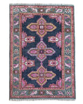 Navy Pink Oushak Hand Knotted Oushak Rug | Antique Oriental Design Area Carpet in 5x8, 6x9, 8x10,9x12 ft for Living Room,Bedroom or Kitchen