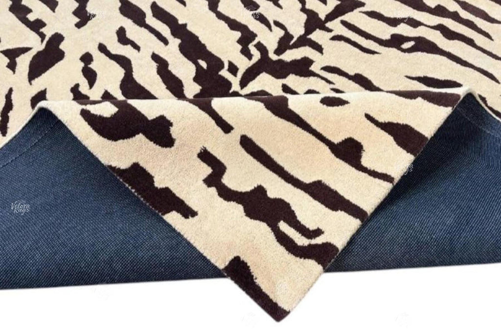 Hand Tufted 8x10 Modern Abstract Wool Rug | Beige and Brown Patterned Carpet | Contemporary Living Room Area Rug | Custom Floor Decor