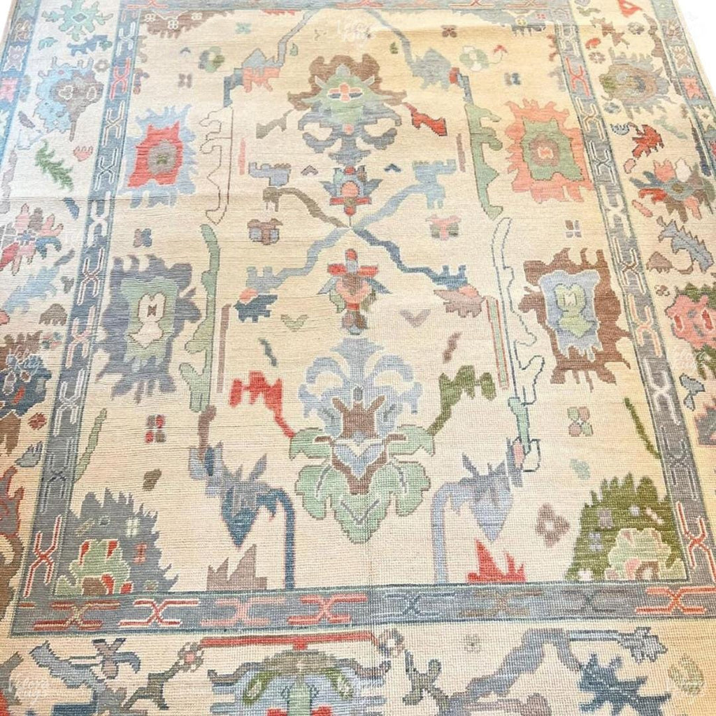 Hand Knotted White Oushak Rug - Available in 4x6, 5x8, 8x10, 9x12, 10x14 ft Handmade Rug for Living Room, Antique Style Contemporary Rug
