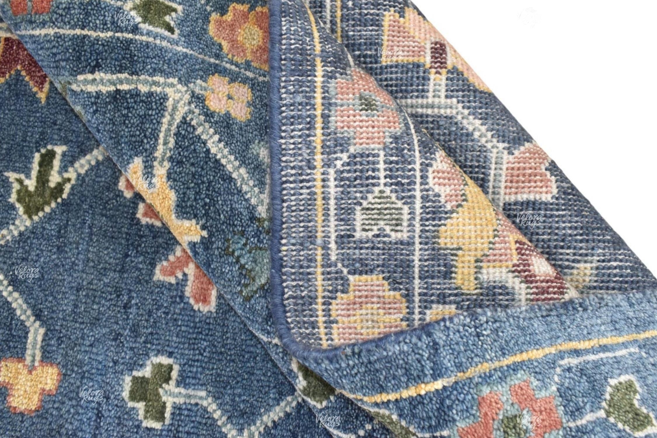 Blue Modern Oushak style Hand Knotted Rug 4x6, 5x8, 8x10, 9x12, 10x14 ft, Antique Handmade Rugs for Living Room - Contemporary Floor Carpet