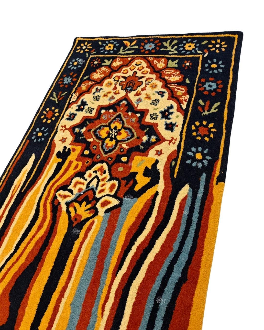 Hand Tufted Wool Rug | Vintage Persian Style Carpet | Multicolor Boho Area Rug | Traditional Floral Design for Living Room Decor