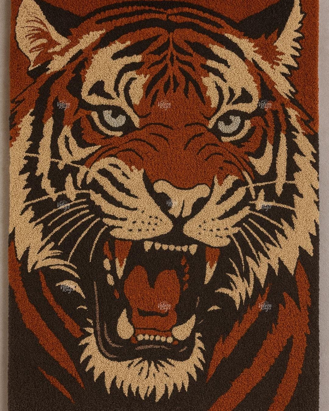 Tiger Face Tufted Rug, Handmade Wool Animal Carpet for Bedroom, Bold Jungle Theme Decor, Irregular Tiger Shaped Rug, Modern Floor Mat
