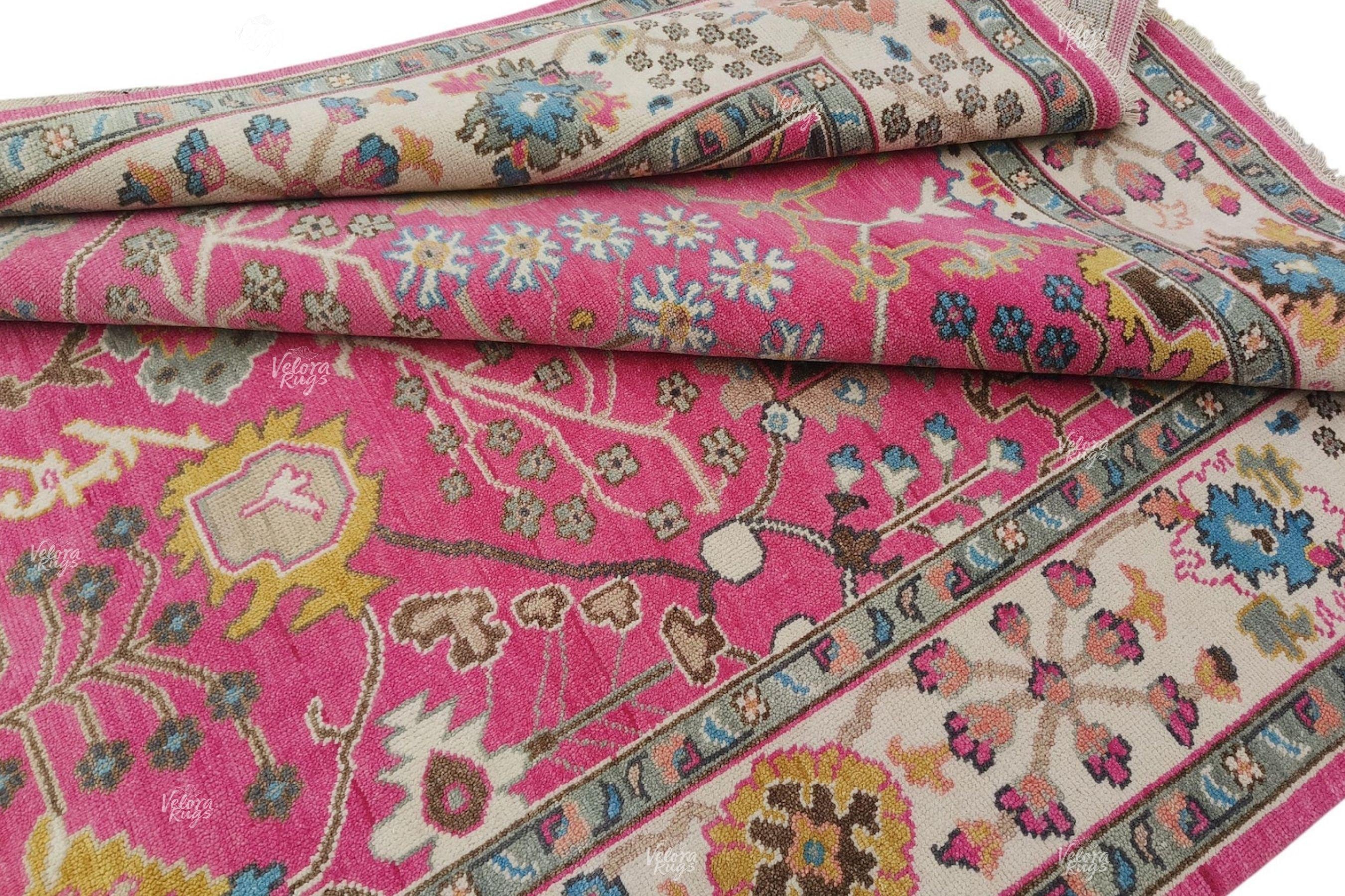 Exquisite Pink Oushak Hand Knotted Rug 4x6, 5x8, 6x9, 8x10, 9x12, 10x14 ft Handmade Rugs for Living Room & Bedroom - Contemporary Oushak Rug