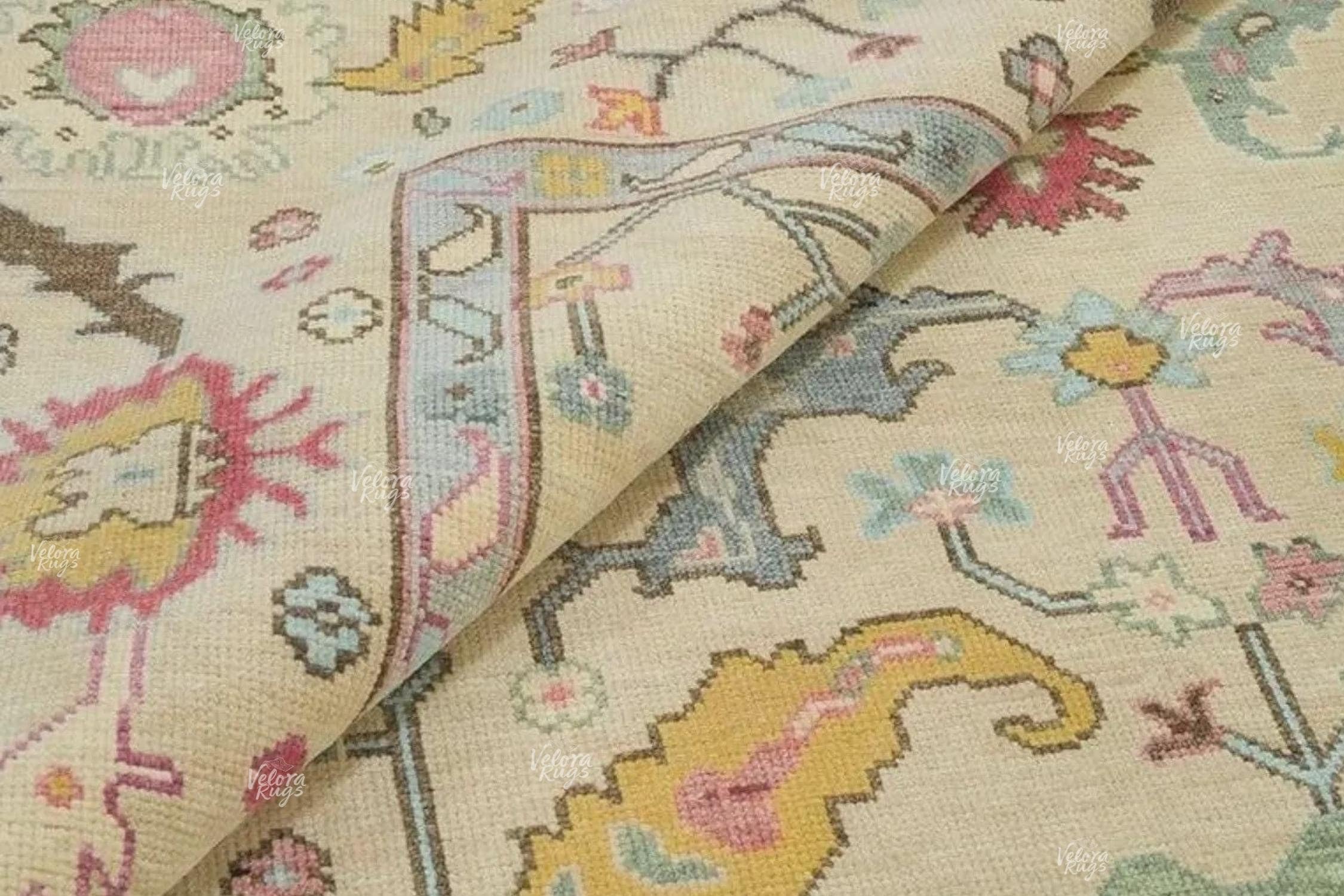 Beige Indo Oushak Hand Knotted Rug 4x6, 5x8, 6x9, 8x10, 9x12, 10x14 ft Handmade Rugs for Living Room - Antique style Contemporary rug