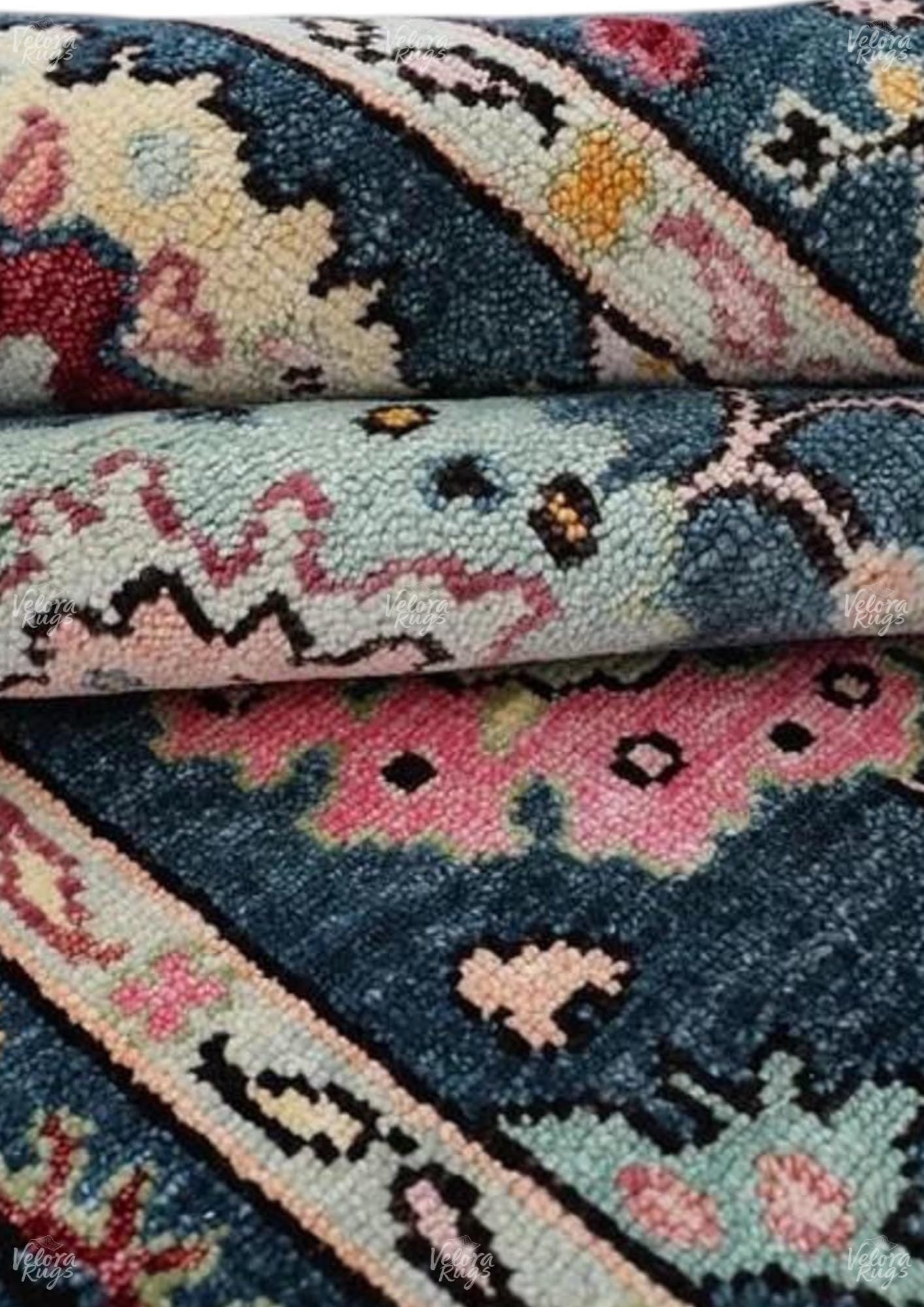 Teal Blue Turkish Oushak Hand Knotted Rug 4x6, 5x8, 6x9, 8x10, 9x12, 10x14 ft Handmade Rugs for Living Room - Antique Style Ethnic rug