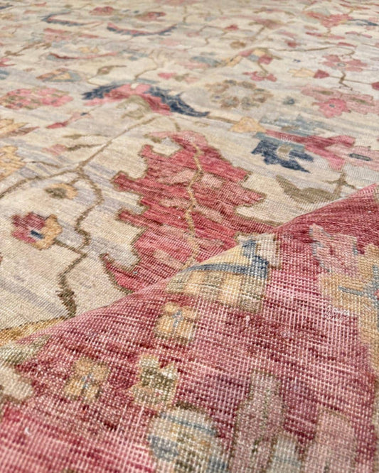 Blush Pink Hand Knotted Oushak Rug – Vintage Turkish Wool Area Carpet | Soft Pastel Oriental Design | Living Room Boho Decor | Custom Sizes