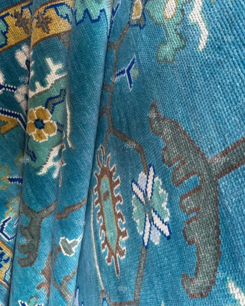 Exquisite Teal Blue Hand Knotted Indo Oushak rug 4x6, 5x8, 6x9, 8x10, 9x12, 10x14 ft Handmade rug for Living Room - Antique Style Ethnic rug