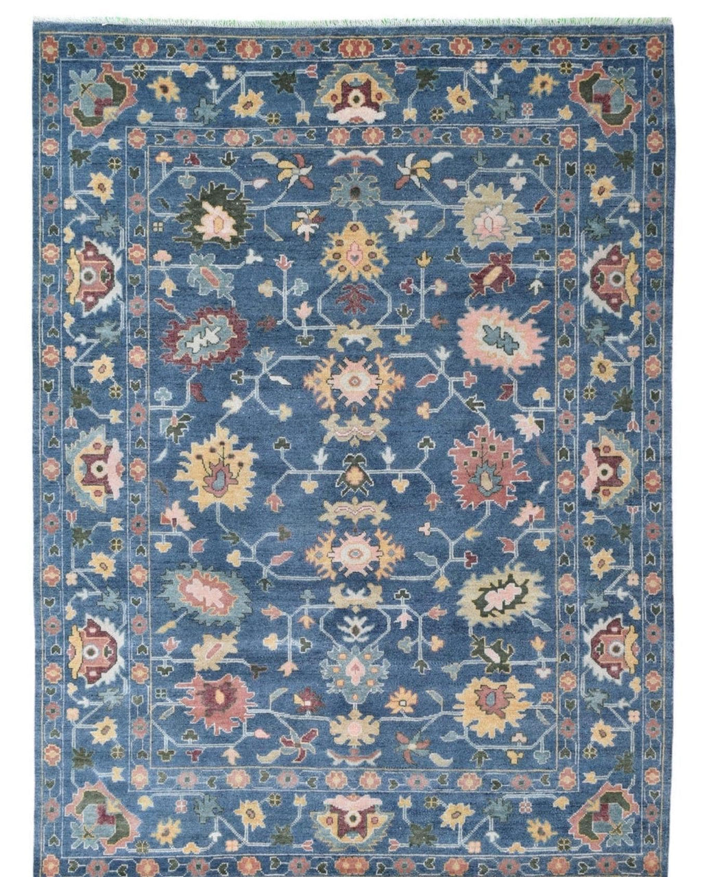Blue Modern Oushak style Hand Knotted Rug 4x6, 5x8, 8x10, 9x12, 10x14 ft, Antique Handmade Rugs for Living Room - Contemporary Floor Carpet