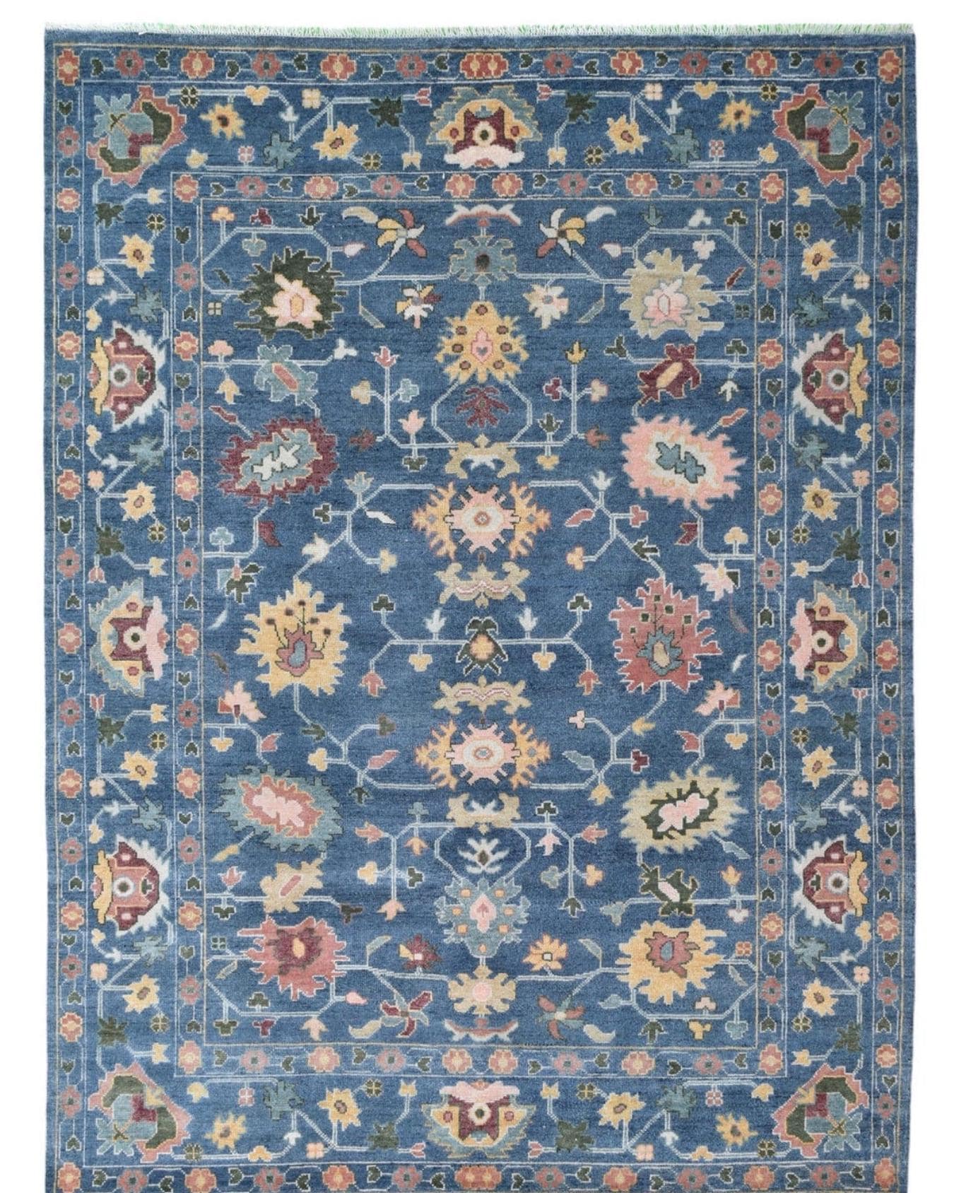Blue Modern Oushak style Hand Knotted Rug 4x6, 5x8, 8x10, 9x12, 10x14 ft, Antique Handmade Rugs for Living Room - Contemporary Floor Carpet
