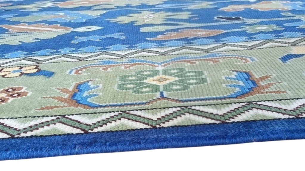 Blue Green Oushak Persian Floral Rug, Antique Style, Handmade Area Rug in 4x6, 5x8, 6x9, 8x10, 9x12 ft - Perfect for Bedroom or Kitchen
