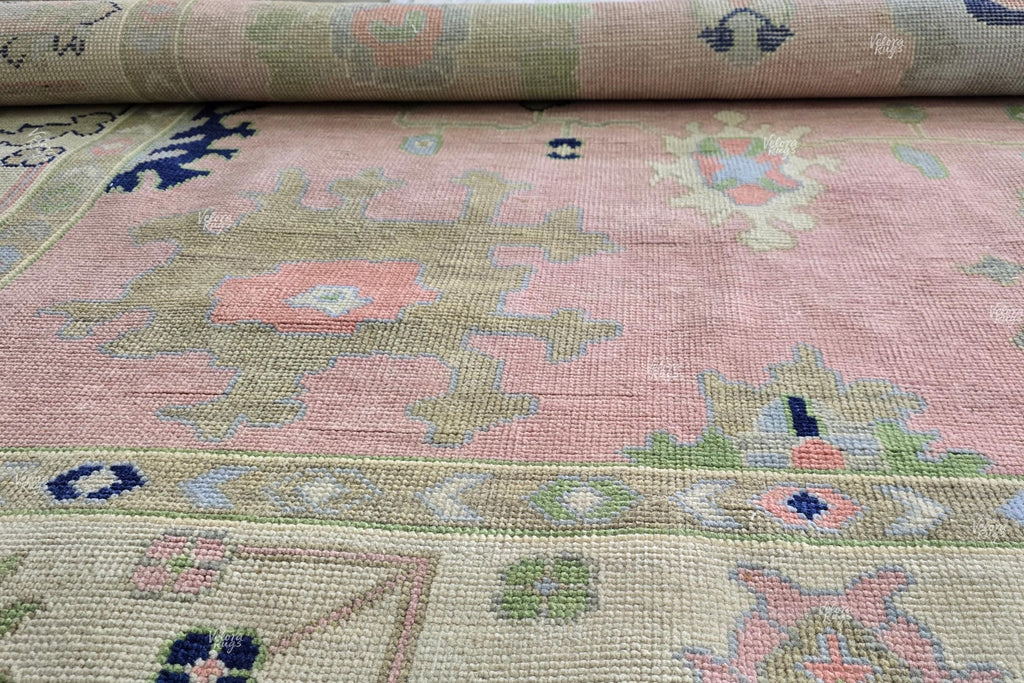 8x10 Quick Ship! Soft Pink Oushak Hand Knotted Rug, Handmade Rugs for Living Room - Antique style Ethnic rug | Contemporary Floor Carpet