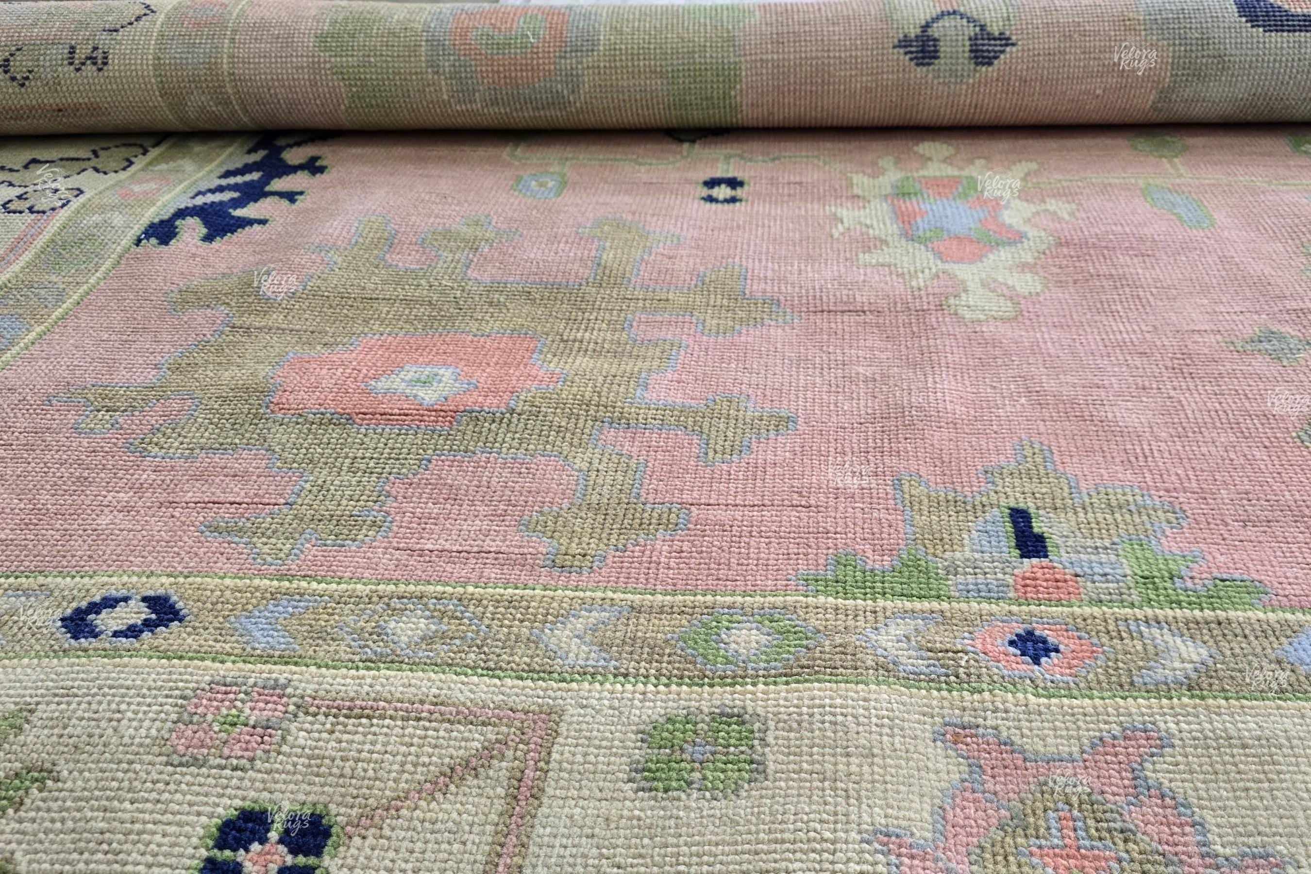 8x10 Quick Ship! Soft Pink Oushak Hand Knotted Rug, Handmade Rugs for Living Room - Antique style Ethnic rug | Contemporary Floor Carpet