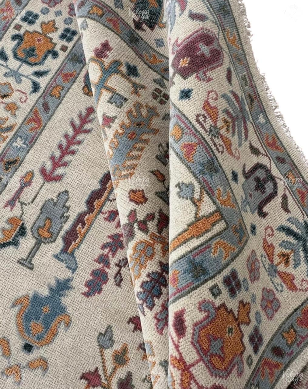 Vintage Oushak Hand Knotted Rug | Timeless Oushak Area Rug for Bedroom, Kitchen, Kids Room & More