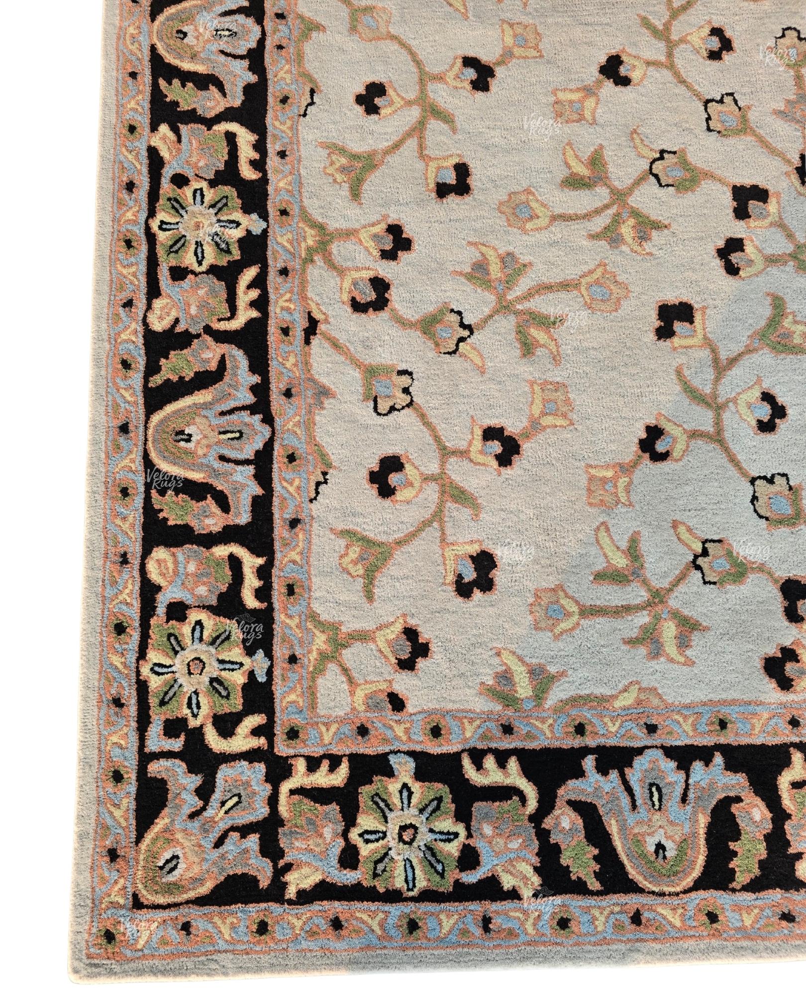 Premium Tufted Wool Rug Light Cream – Traditional Floral Design Carpet for Living Room & Modern Home Interiors – Elegant Home Decor Area Rug