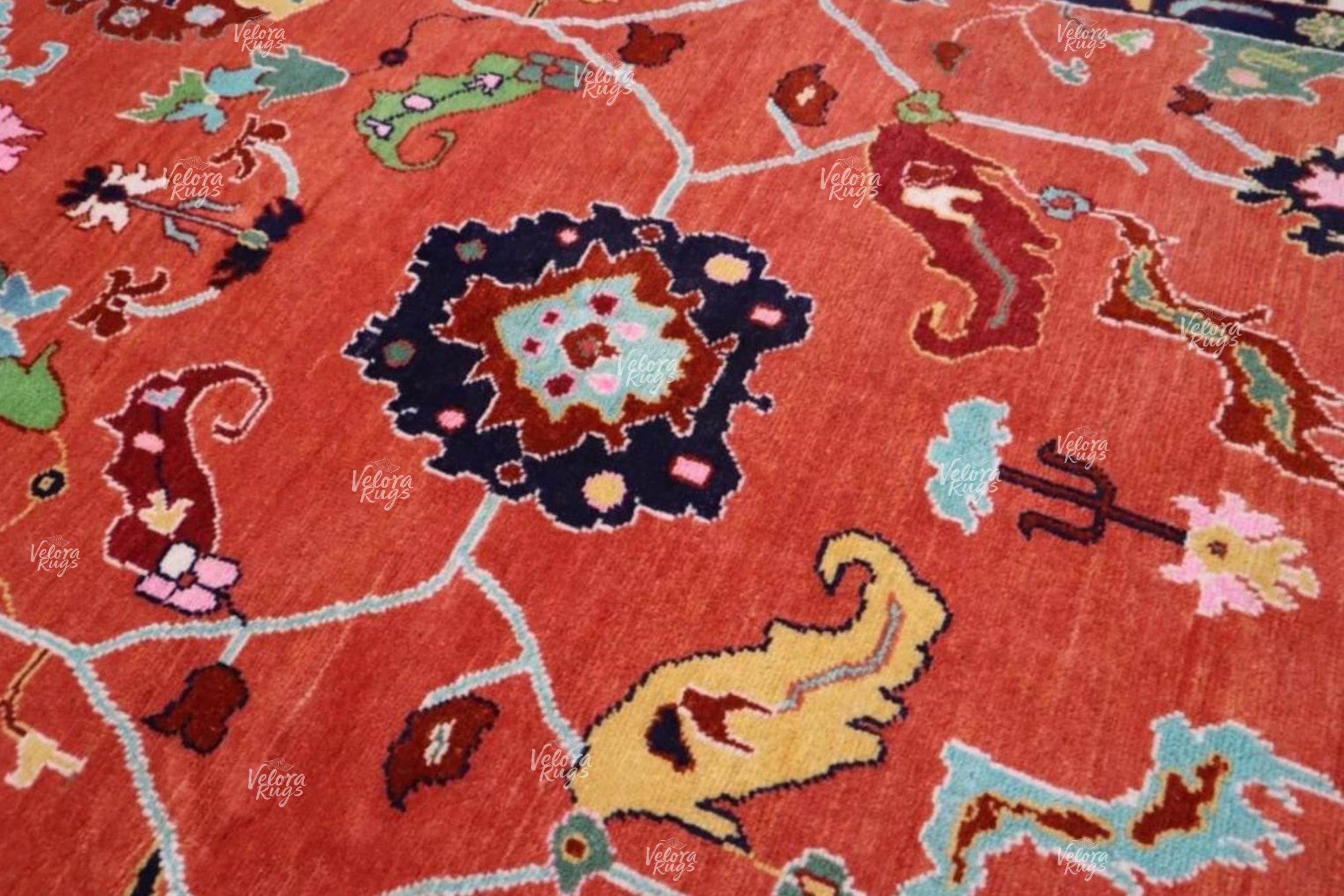 Elegant Red Oushak style Hand Knotted Rug 4x6, 5x8, 6x9, 8x10, 9x12, 10x14 ft Handmade Rugs for Living Room - Antique Style Contemporary rug