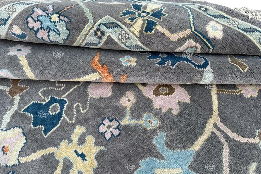 Grey Turkish inspired Oushak Hand Knotted Rug 4x6, 5x8, 9x12, 12x15 ft for Living Room, Bedroom, Kitchen - Antique Style Contemporary rug