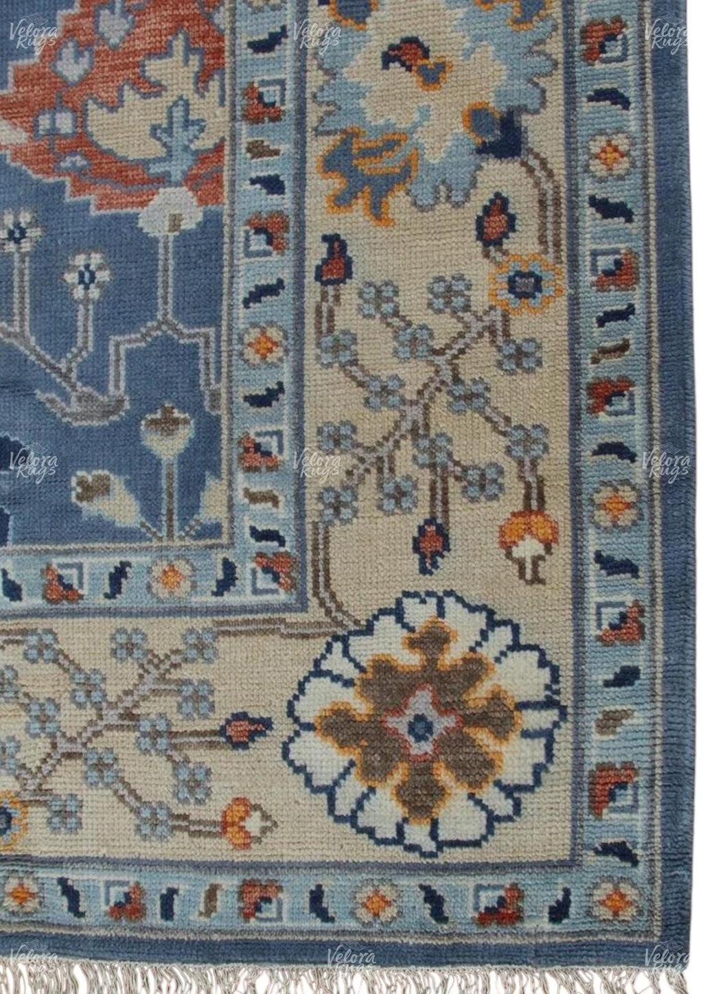 Blue Oushak style Hand Knotted Rug 4x6, 5x8, 6x9, 8x10, 9x12, 10x14 ft, Handmade Rugs for Living Room - Antique Style Contemporary rug