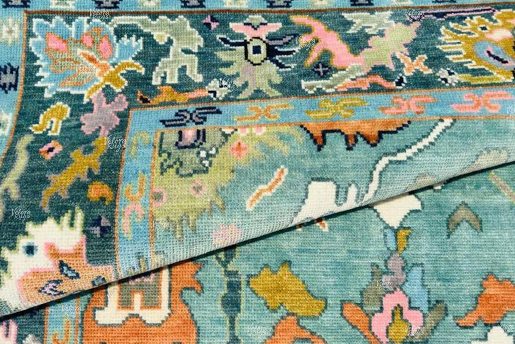 Teal Blue Modern Oushak Hand Knotted Rug 4x6, 5x8, 6x9, 8x10, 9x12, 10x14 ft Handmade Rugs for Living Room - Antique style Ethnic rug