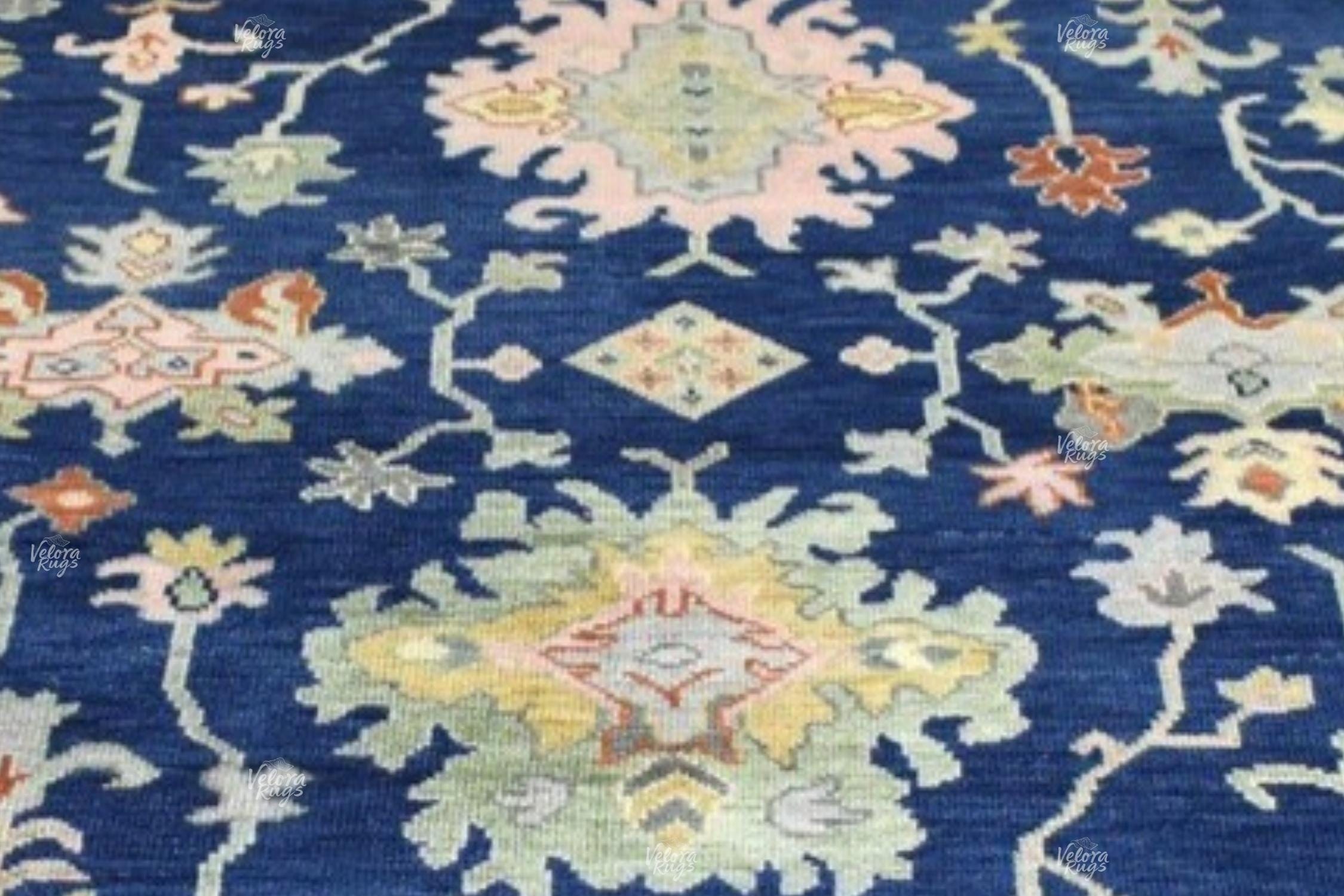 Navy Blue Oushak style Hand Knotted Rug 4x6, 5x8, 6x9, 8x10, 9x12, 10x14 ft Handmade Rugs for Living Room - Antique Style Contemporary rug