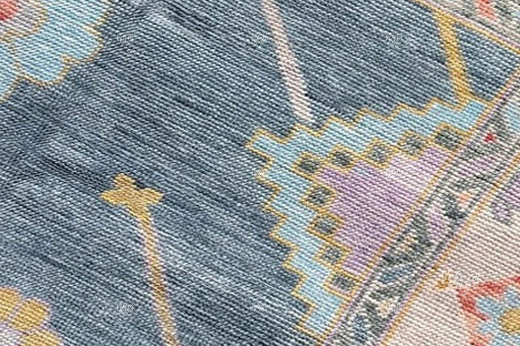 Blue Hand-Knotted Modern Oushak Rug 4x6, 5x8, 6x9, 8x10, 9x12, 10x14 ft - Antique-Style Contemporary Design, Living Room, Bedroom & Dining