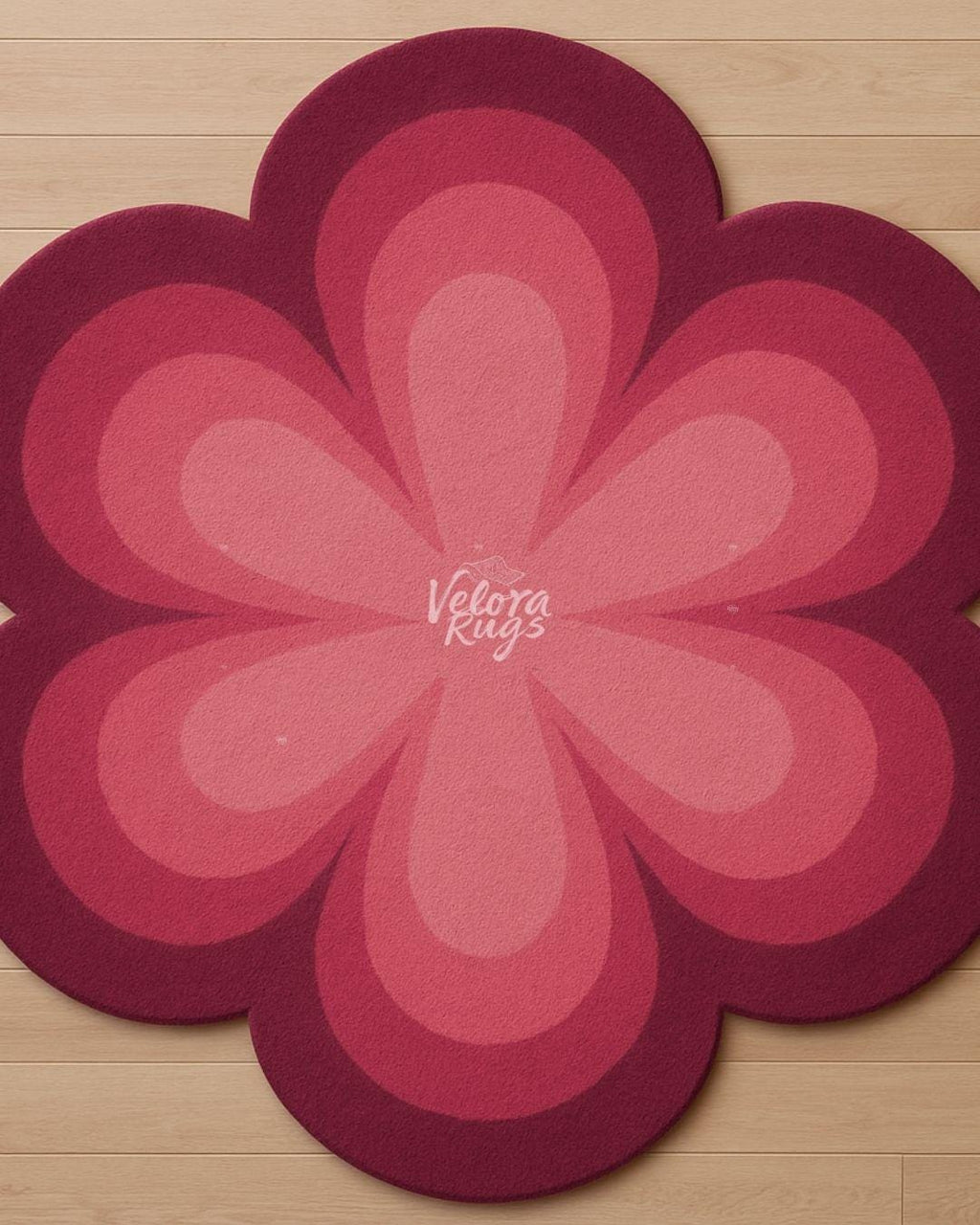 Pink Flower Shaped Tufted Wool Rug – Handcrafted Modern Bloom Carpet for Living Room, Cute Round Accent Rug, Soft Floral Area Rug