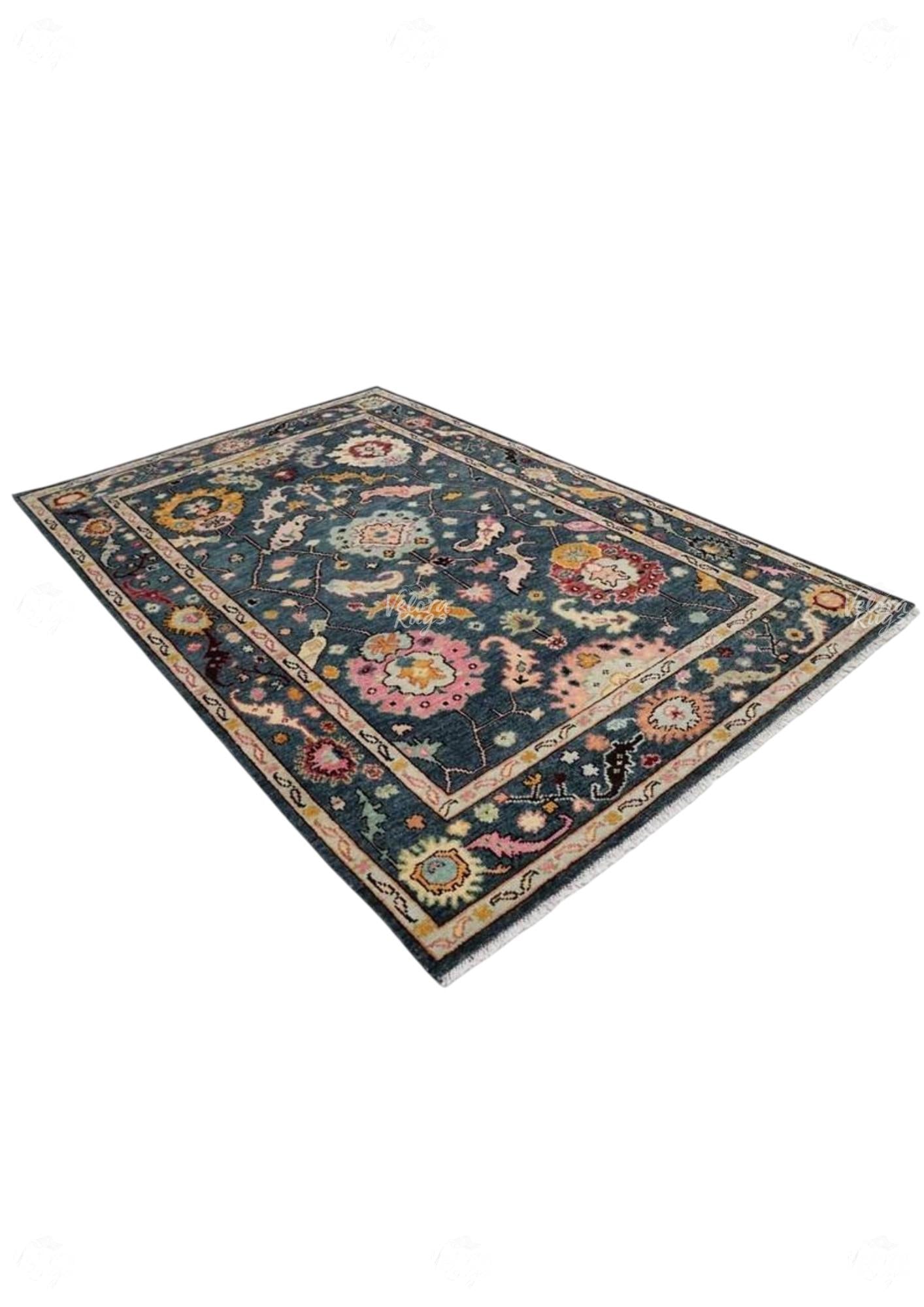 Teal Blue Turkish Oushak Hand Knotted Rug 4x6, 5x8, 6x9, 8x10, 9x12, 10x14 ft Handmade Rugs for Living Room - Antique Style Ethnic rug