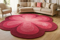 Pink Flower Shaped Tufted Wool Rug – Handcrafted Modern Bloom Carpet for Living Room, Cute Round Accent Rug, Soft Floral Area Rug
