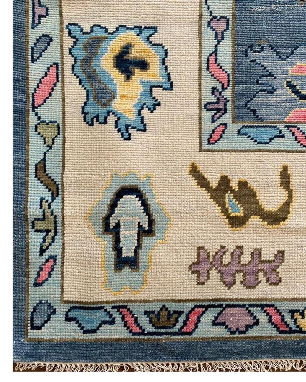 Luxurious Blue Hand-Knotted Oushak Rug- Antique Style Contemporary Design, Available in 4x6, 5x8, 8x10, 9x12, 10x14 ft | Living Room Rug