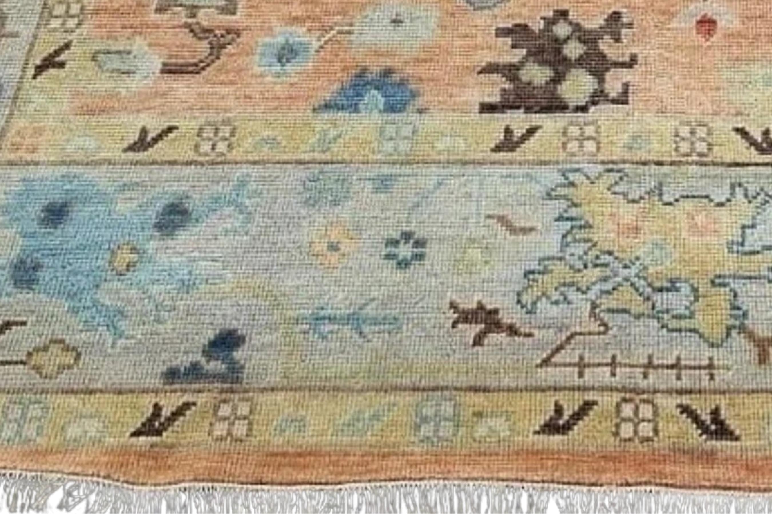 Peach Indo Oushak Hand Knotted Rug 4x6, 5x8, 6x9, 8x10, 9x12, 10x14 ft Handmade Rugs for Living Room - Antique Style Contemporary rug