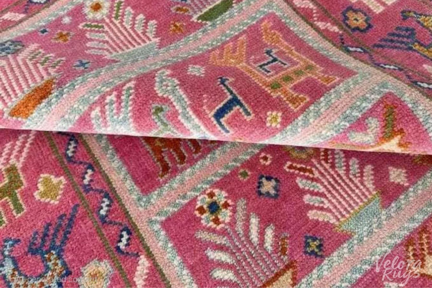 Pink Hand Knotted Oushak Shabargan Rug - Antique Style Ethnic Rug in 4x6, 5x8, 6x9, 8x10,9x12, 10x14 ft  Handmade Gabbeh Rug for Living room