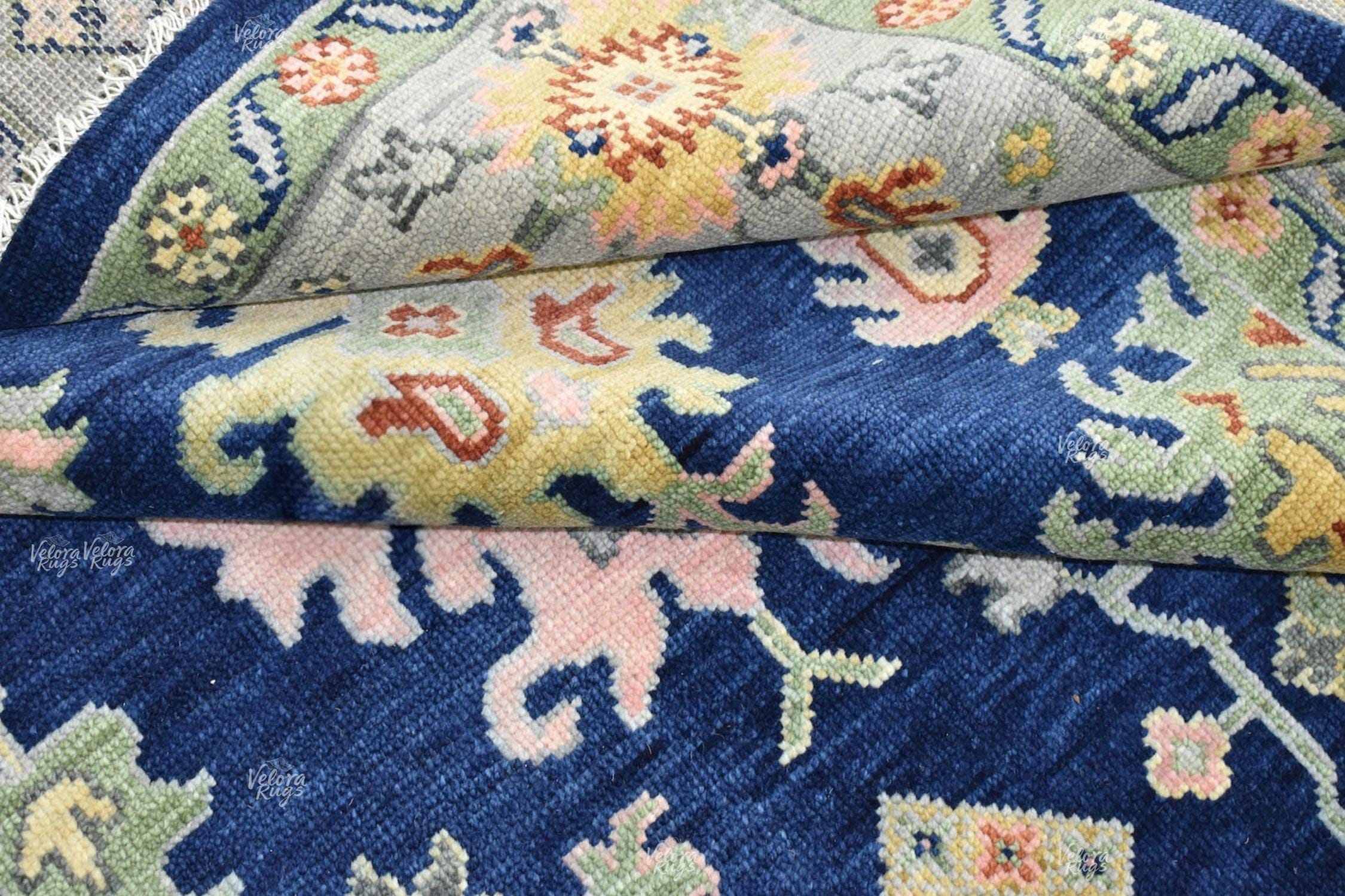 Navy Blue Oushak style Hand Knotted Rug 4x6, 5x8, 6x9, 8x10, 9x12, 10x14 ft Handmade Rugs for Living Room - Antique Style Contemporary rug