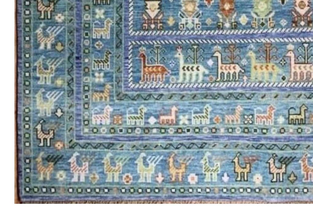 Exquisite Blue Hand Knotted Indo Shabargan rug 4x6, 5x8, 8x10, 9x12, 10x14 ft Handmade Gabbeh rug - Antique Style Ethnic rug | Afghan Style