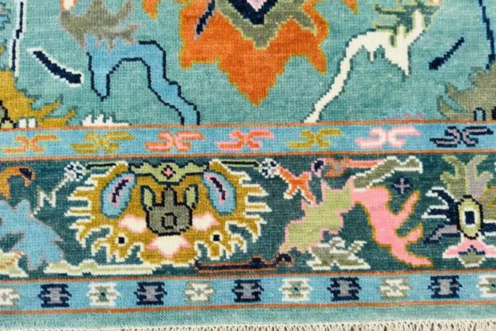 Teal Blue Modern Oushak Hand Knotted Rug 4x6, 5x8, 6x9, 8x10, 9x12, 10x14 ft Handmade Rugs for Living Room - Antique style Ethnic rug