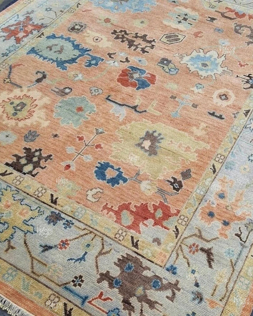 Peach Indo Oushak Hand Knotted Rug 4x6, 5x8, 6x9, 8x10, 9x12, 10x14 ft Handmade Rugs for Living Room - Antique Style Contemporary rug