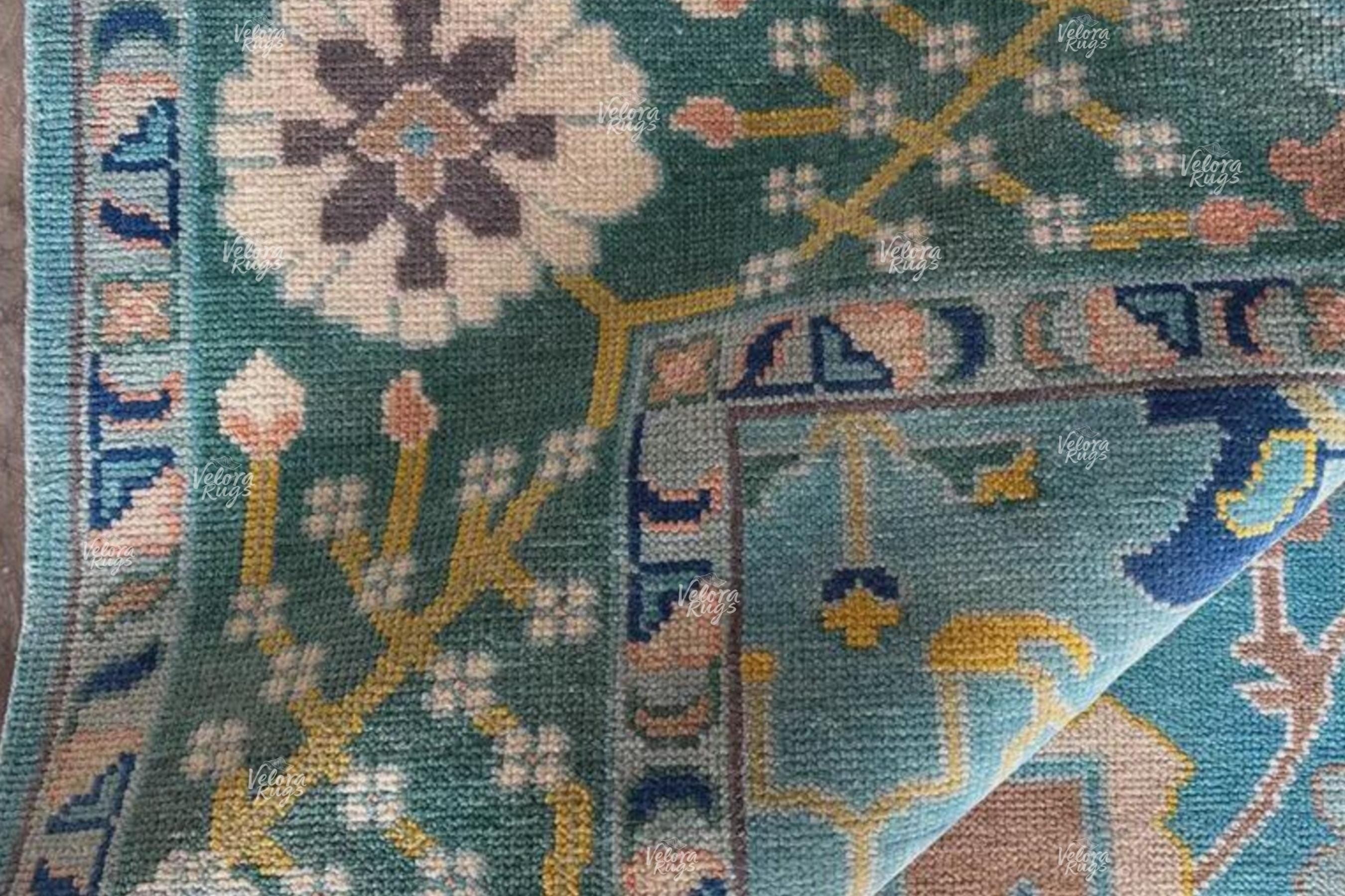 Turquoise Blue Oushak style Hand Knotted Rug, Handmade Rugs for Living Room - Antique Inspired Contemporary rug | Custom Sizes