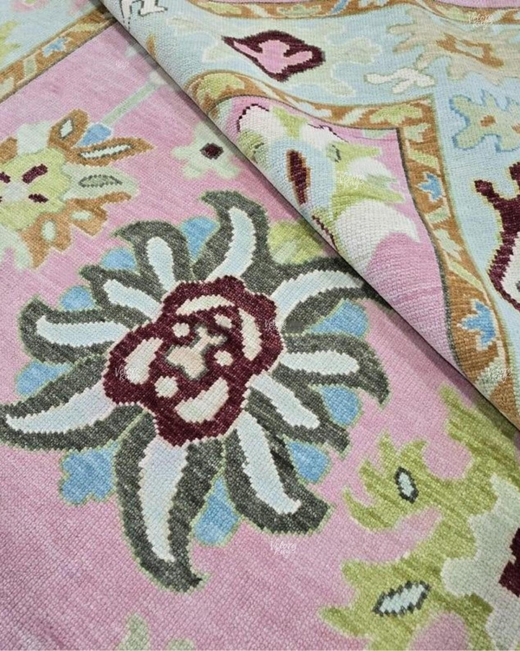 Pink- Ivory Oushak Hand Knotted Rug 4x6, 5x8, 6x9, 8x10, 9x12, 10x14 ft Handmade Rugs for Living Room & Bedroom - Antique Style Ethnic rug