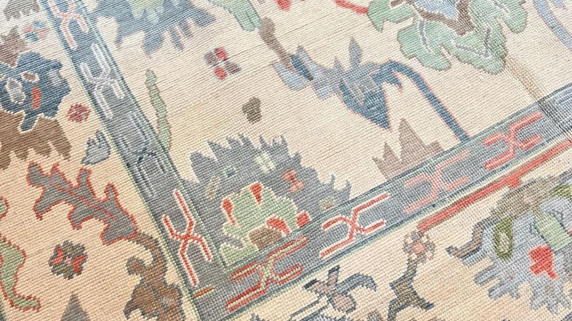 Hand Knotted White Oushak Rug - Available in 4x6, 5x8, 8x10, 9x12, 10x14 ft Handmade Rug for Living Room, Antique Style Contemporary Rug