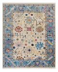 Cream- Lt. Blue Oushak style Hand Knotted Rug 4x6, 5x8, 6x9, 8x10, 9x12, 10x14 ft Contemporary Handmade Rugs for Living Room, Bedroom & Hall